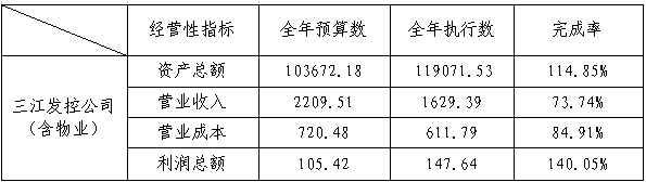 主要经营指标完成情况